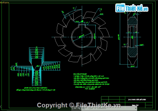 Bản vẽ,Bản vẽ autocad,dao phay đĩa modul,cơ khí